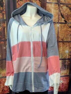 Flycurvy NWT Plus Size Color-Block Zip-Up Hoodie – 4XL